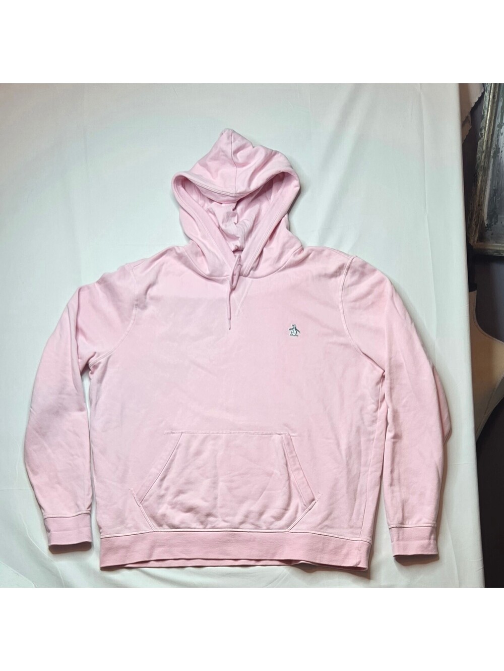 Original Penguin Pink Sticker Pete Fleece Hoodie Men's Fits 3XL No Size Tag